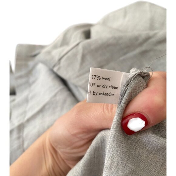 ESKANDAR Natrual Stone Grey Cotton Wool Blouse Size 1 - Picture 10 of 10